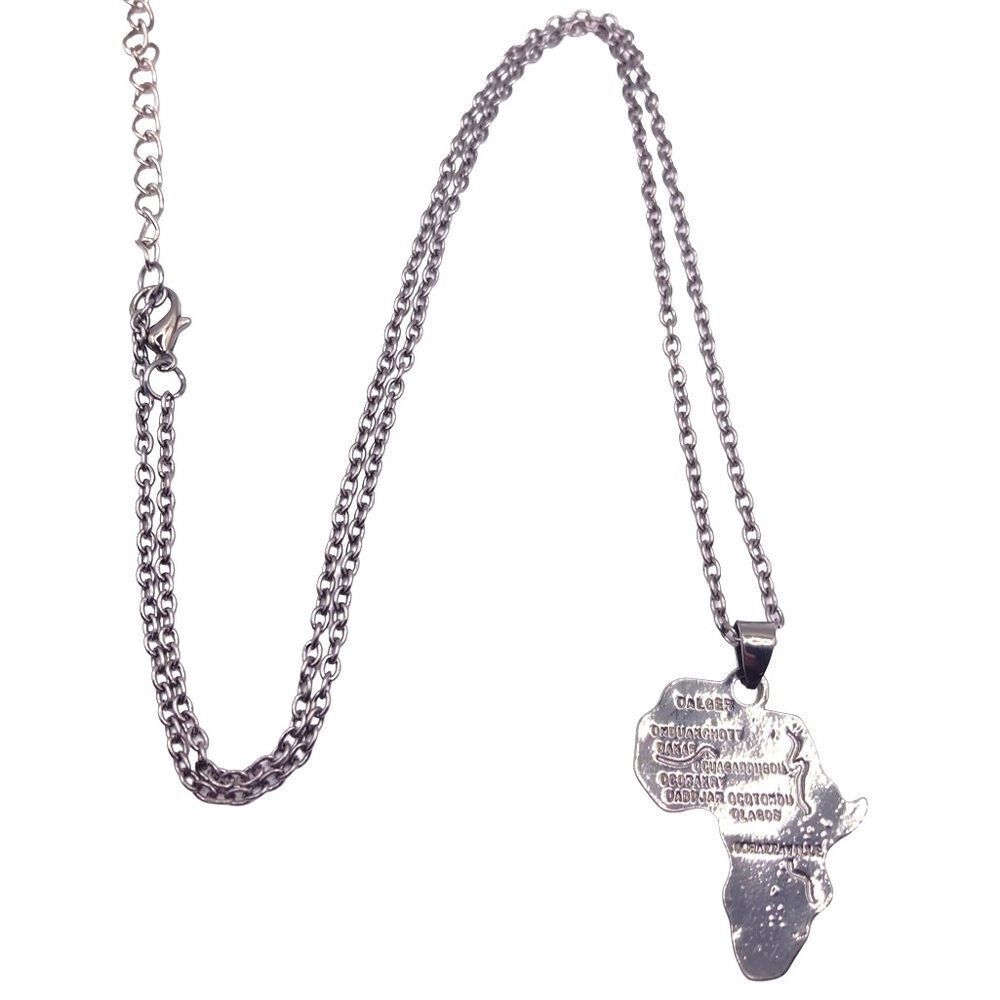 Gunmetal Africa Map Pendant Necklace